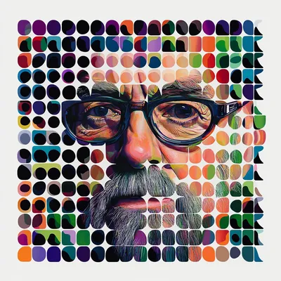 https://s.mj.run/Snx3dhHYUY0 chuck close style, abstract, colorful