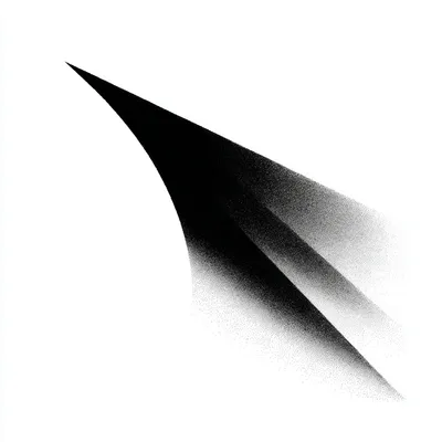 gradient from sharp to soft representing an object slowing down, black and white, strong negative space, graphic composi