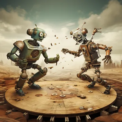 robots fighting on a circut board --upbeta