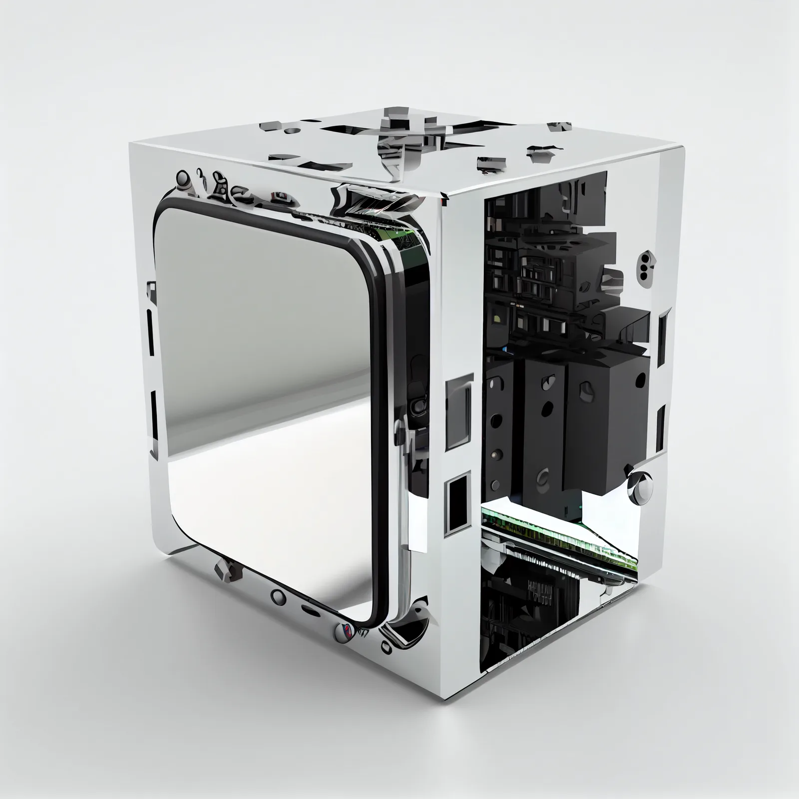 digital futurism, mirror, cube, 3d render, white background, cyber punk --upbeta