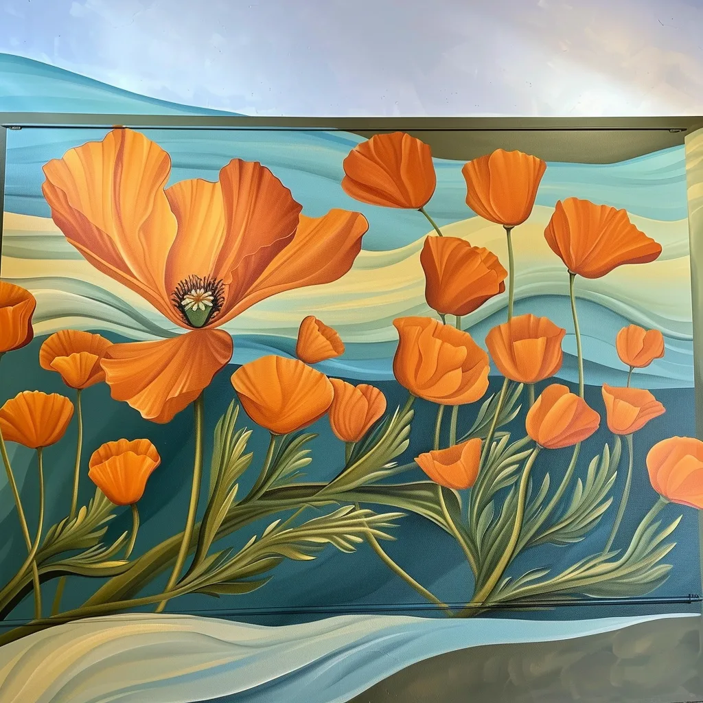 california poppy large painting, twisting