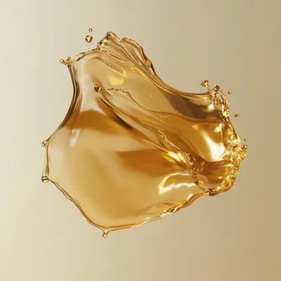 blob of liquid gold floating in isolation