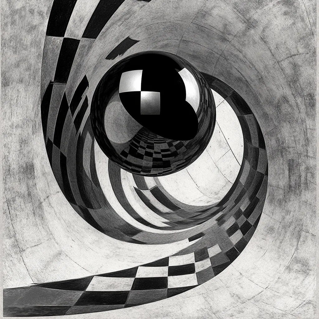 abstract, MC Escher style, magic 8 ball