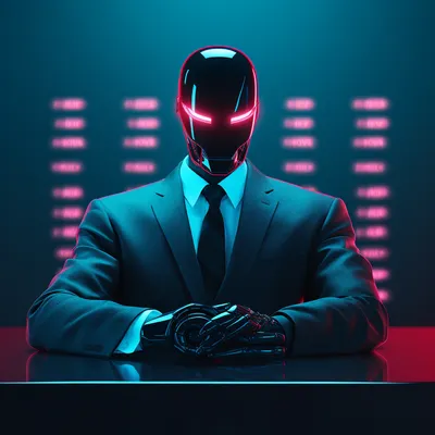 robot lawyer, neon, simple shapes --upbeta