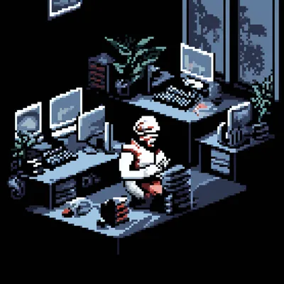 https://s.mj.run/B1EFIWgDZkQ, office work, pixel art --upbeta