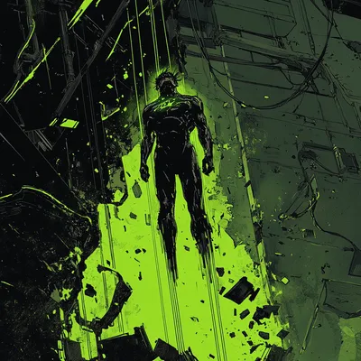 A stark, high-contrast comic book illustration in the bold, noir-inspired style of Frank Miller. The scene is minimalist