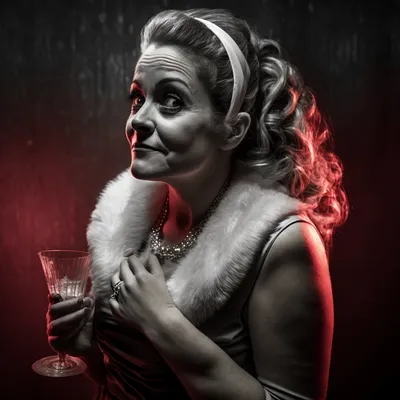 https://s.mj.run/zl2pfsEyqT4 mafia boss wife, drinking martini, black and white photo, evil, --v 4