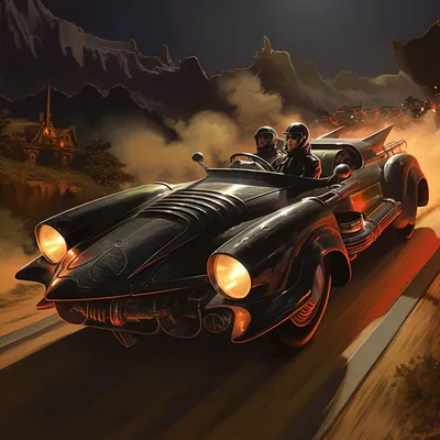 Midjourney: A Batmobile Adventure, Adam West --upbeta