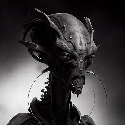 hyper realistic alien, no eyes, marauding, spaceship, noir --upbeta