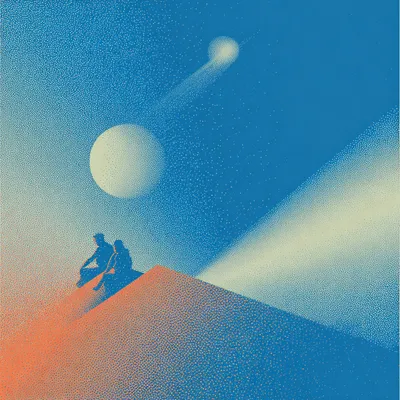 https://s.mj.run/EOWtC1-ZySo airy halftone gradients, dithering, abstract, open negative space, people working together