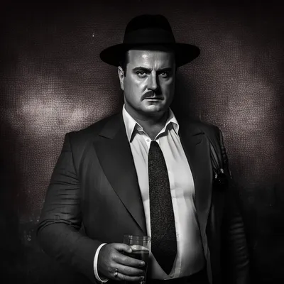 https://s.mj.run/HZ7ZUPpdXqE mob boss, black and white photo, --v 4