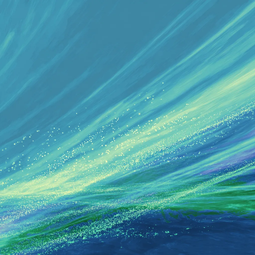 Airy abstract halftone streams of light, flowing currents of Pacific navy (#142139), Mint (#F5FCF9), Oatmilk (#F9F2E9),