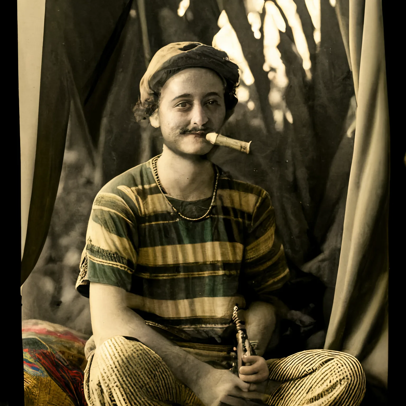 https://s.mj.run/E6nqoc9vN7I as a flute player in a tent 1920s, --v 4
