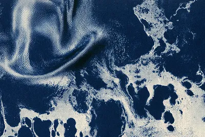 abstract macro study of liquid potassium metal, treated as a graphic material rather than a literal object: a smooth poo