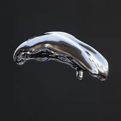 blob of liquid platinum floating in isolation