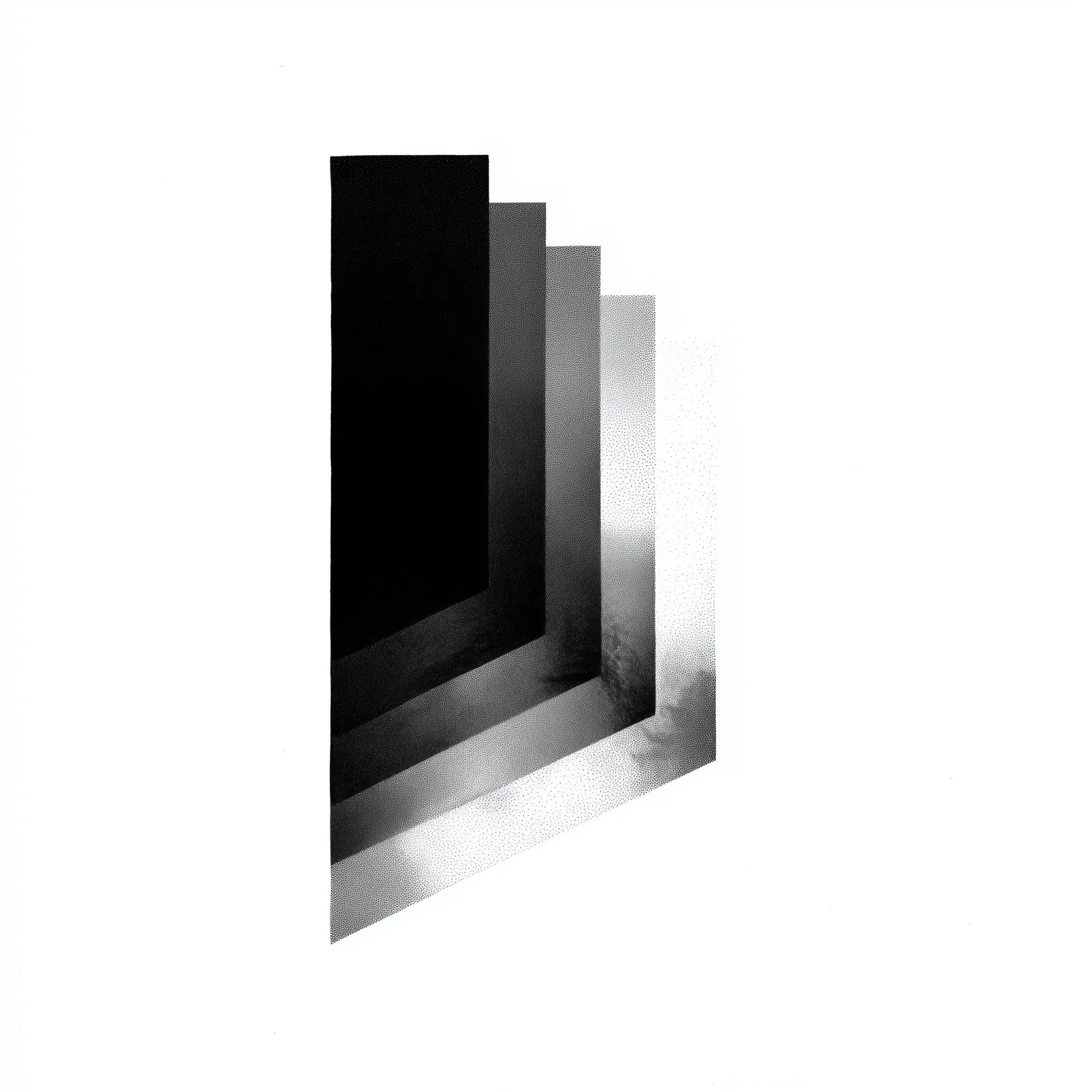gradient from sharp to soft, black and white, strong negative space, graphic composition, modernist illustration, playfu