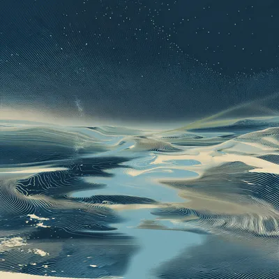 Ethereal abstract halftone currents, airy flowing gradients of Pacific navy (#142139), Mint (#F5FCF9), Oatmilk (#F9F2E9)