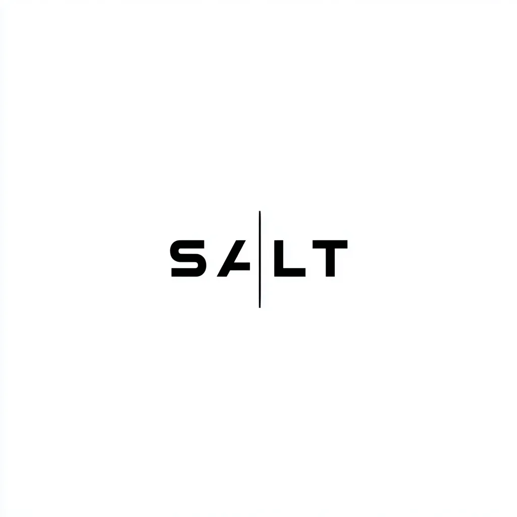 Modern logo design, SALT wordmark with a thin horizontal line passing beneath the letters, resembling a horizon or curre