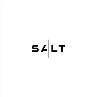 Modern logo design, SALT wordmark with a thin horizontal line passing beneath the letters, resembling a horizon or curre