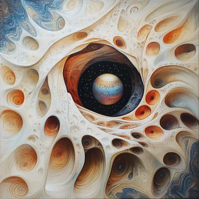 dense, object in the center, organic, abstract, MC Esher style