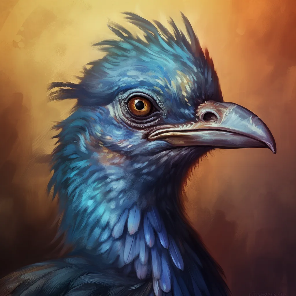 https://s.mj.run/BI0D1AMsk9c, portrait of a bird that is detail-oriented, volatile, mercurial, transient, problem-causer